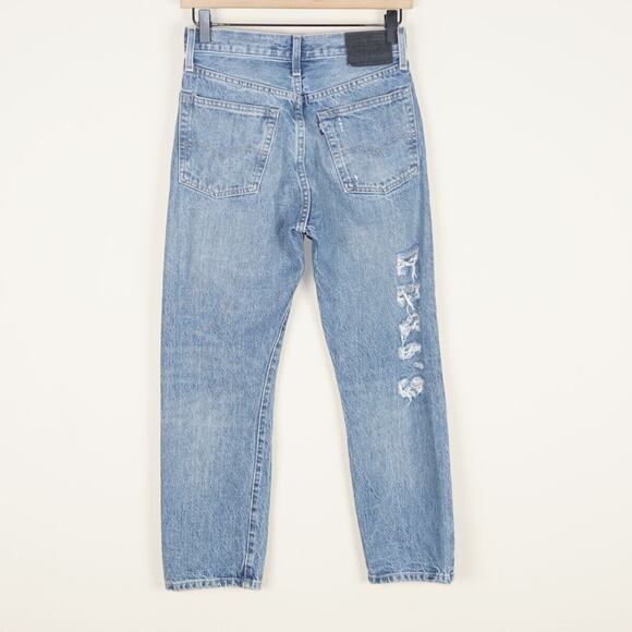 Levis 501 Made and Crafted Selvedge Button Fly Crop Distressed Jeans Sz 25 - Picture 4 of 9